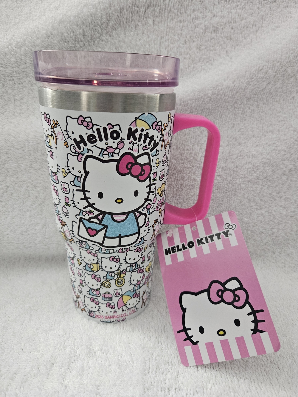 Fast Forward Hello Kitty 20oz Insulated Tumbler Pink Handle - READ Flaws